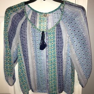 sheer patterned blouse